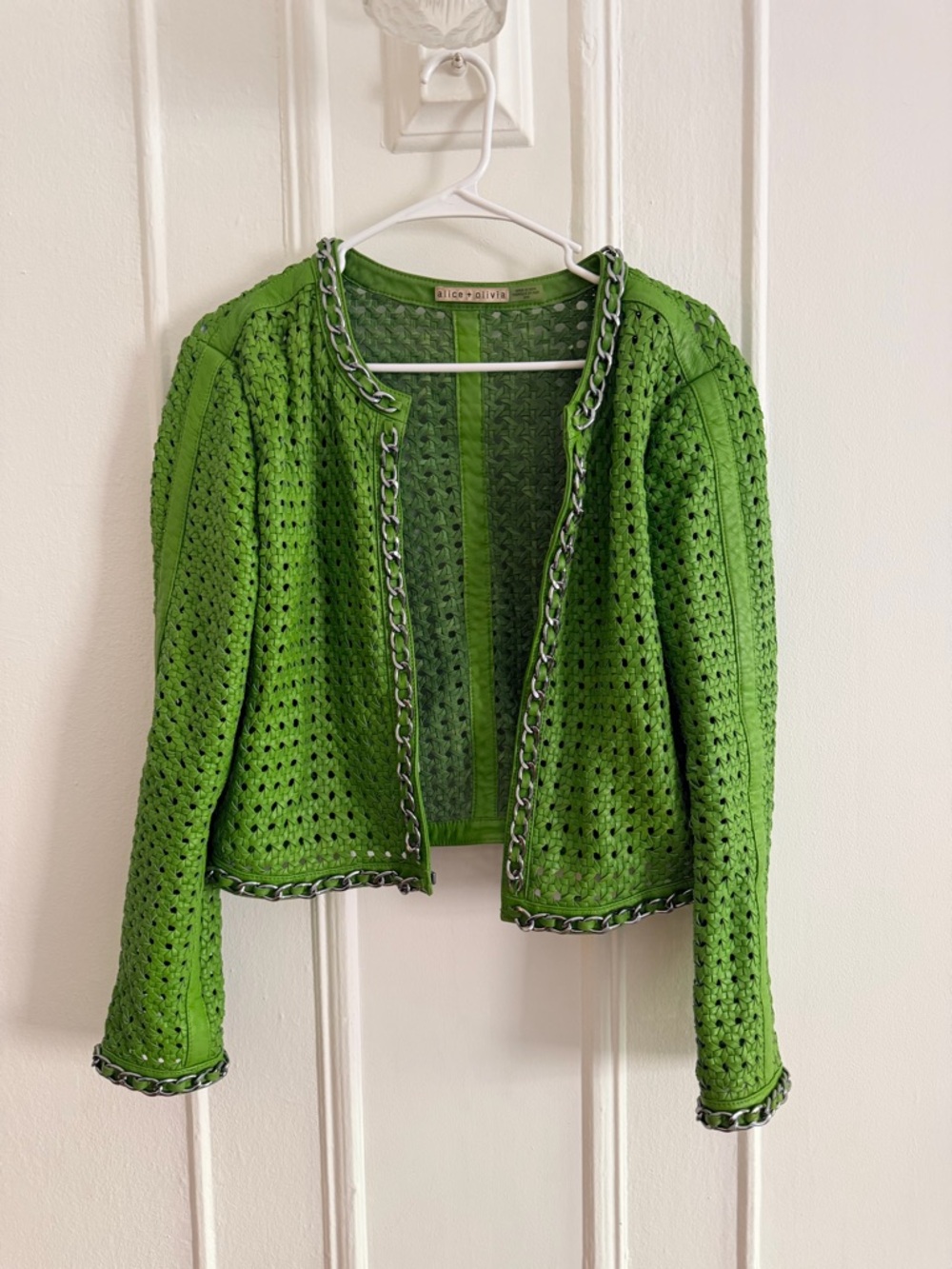 Alice + Olivia Green Lamb Leather Evening Jacket